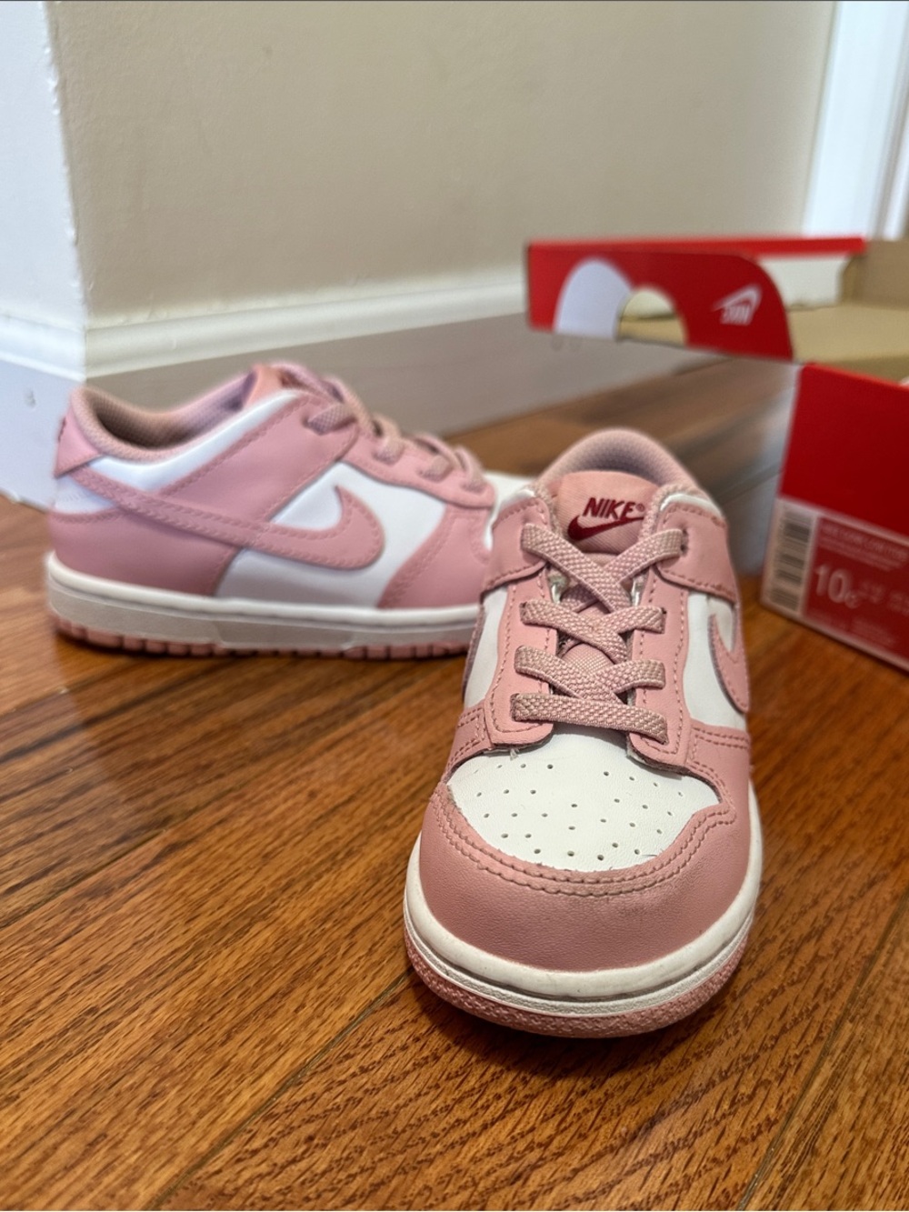 Nike Dunk Low Toddler Pink and White Low-Top Sneakers
